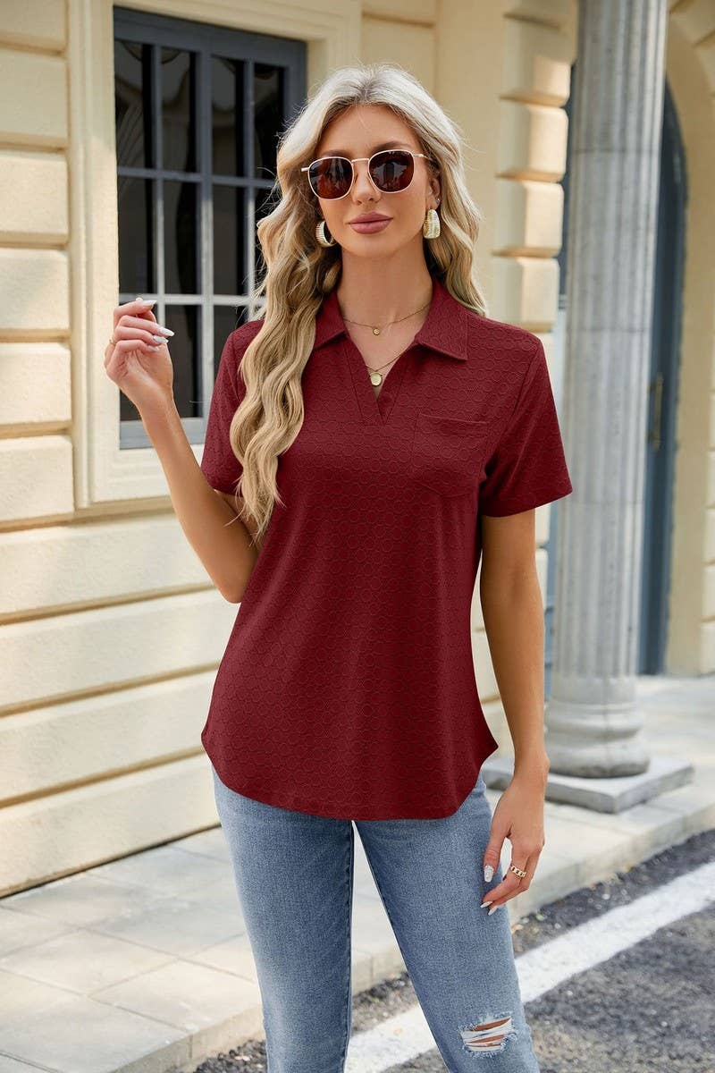 CWTTS0817_V-Neck Short Sleeve Knit Top