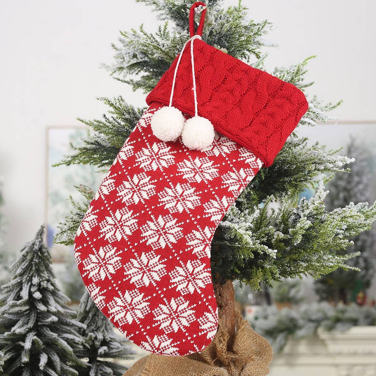 CHRISTMAS DECORATIONS WITH VARIOUS CHRISTMAS SOCKS