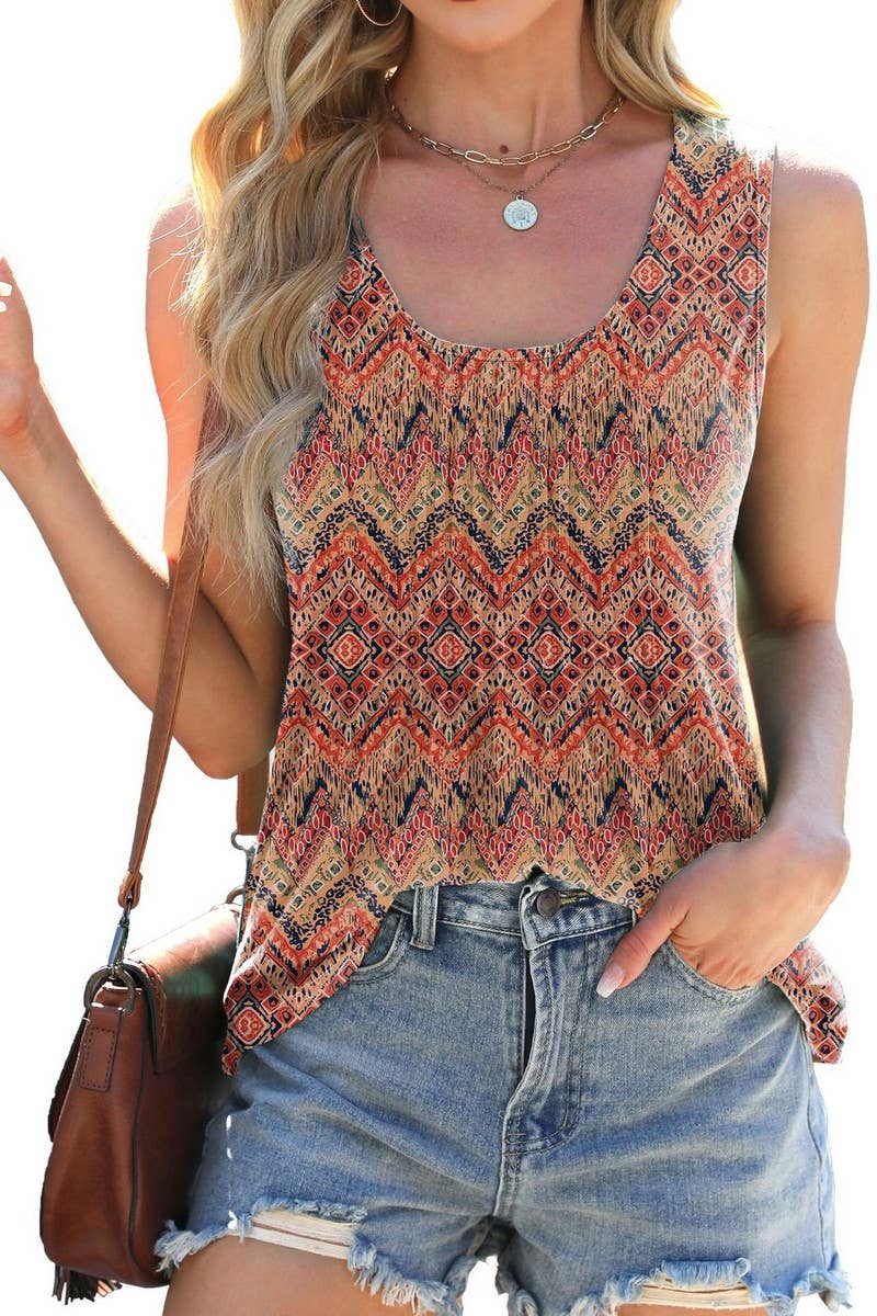 CWTTSL0309_SUMMER ROUND NECK TIE-DYE SLEEVELESS T-SHIRT