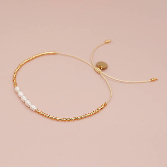 HANDMADE BAROQUE GOLD RICE BEAD BRACELET_CWAB4634
