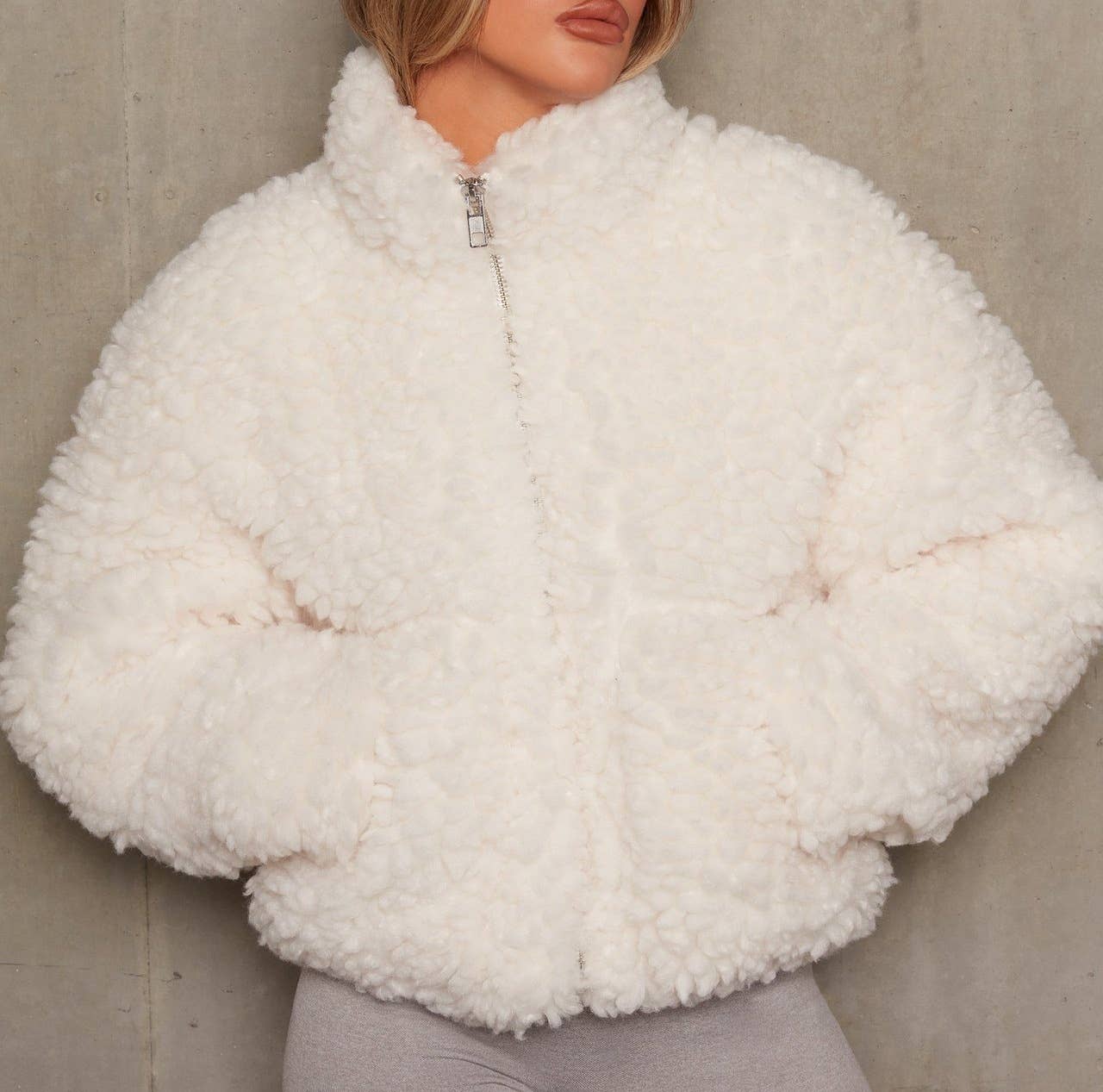FLEECE CARDIGAN CROPPED JACKET LAMB WOOL JACKET