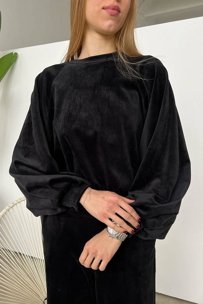 CWSPJ0408_VELVET LONG-SLEEVED TROUSERS PAJAMA SET