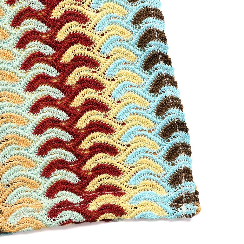 Colorful striped crocheted sleeveless slim dress