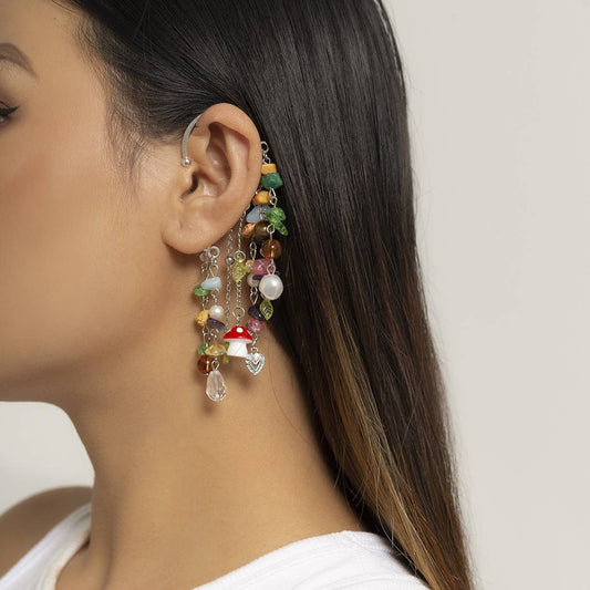 VINTAGE BOHEMIAN MUSHROOM TASSEL EARRINGS