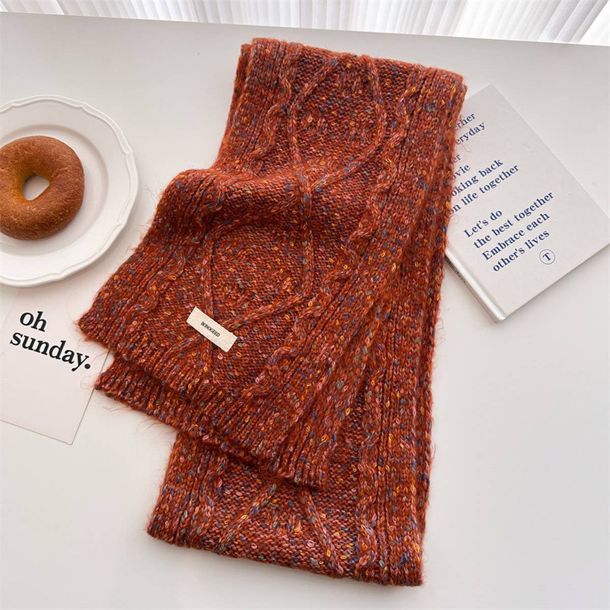 Elegant Solid Wool Scarf Wrap for Fall Winter