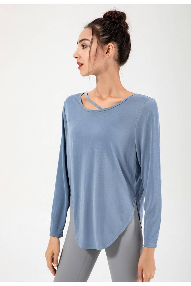 CWTBLL2941_LOOSE LONG SLEEVE YOGA WEAR FITNESS COVER UP