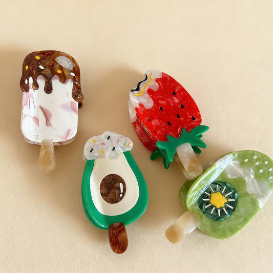 CWAHA07736_CUTE POPSICLE STRAWBERRY CHOCOLATE HAIR CLAW