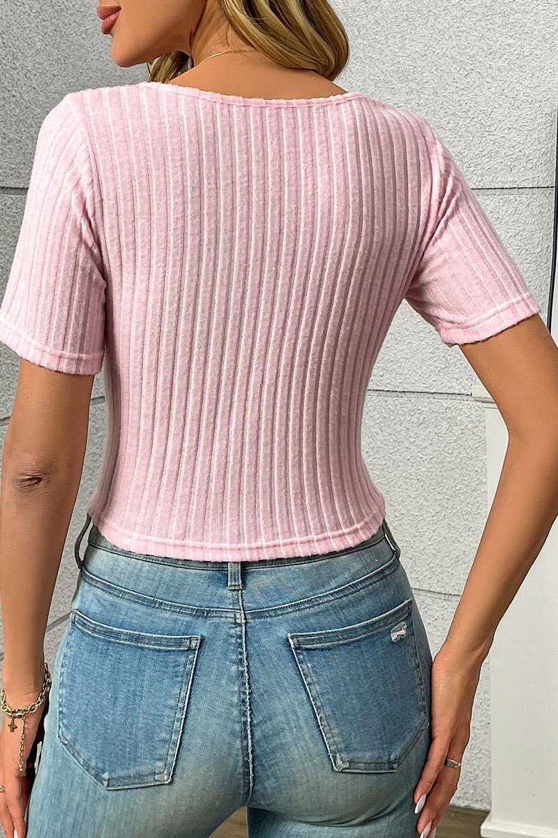 CWTTS1358_SUMMER FASHION PLEATED DRAWSTRING SEXY TOP