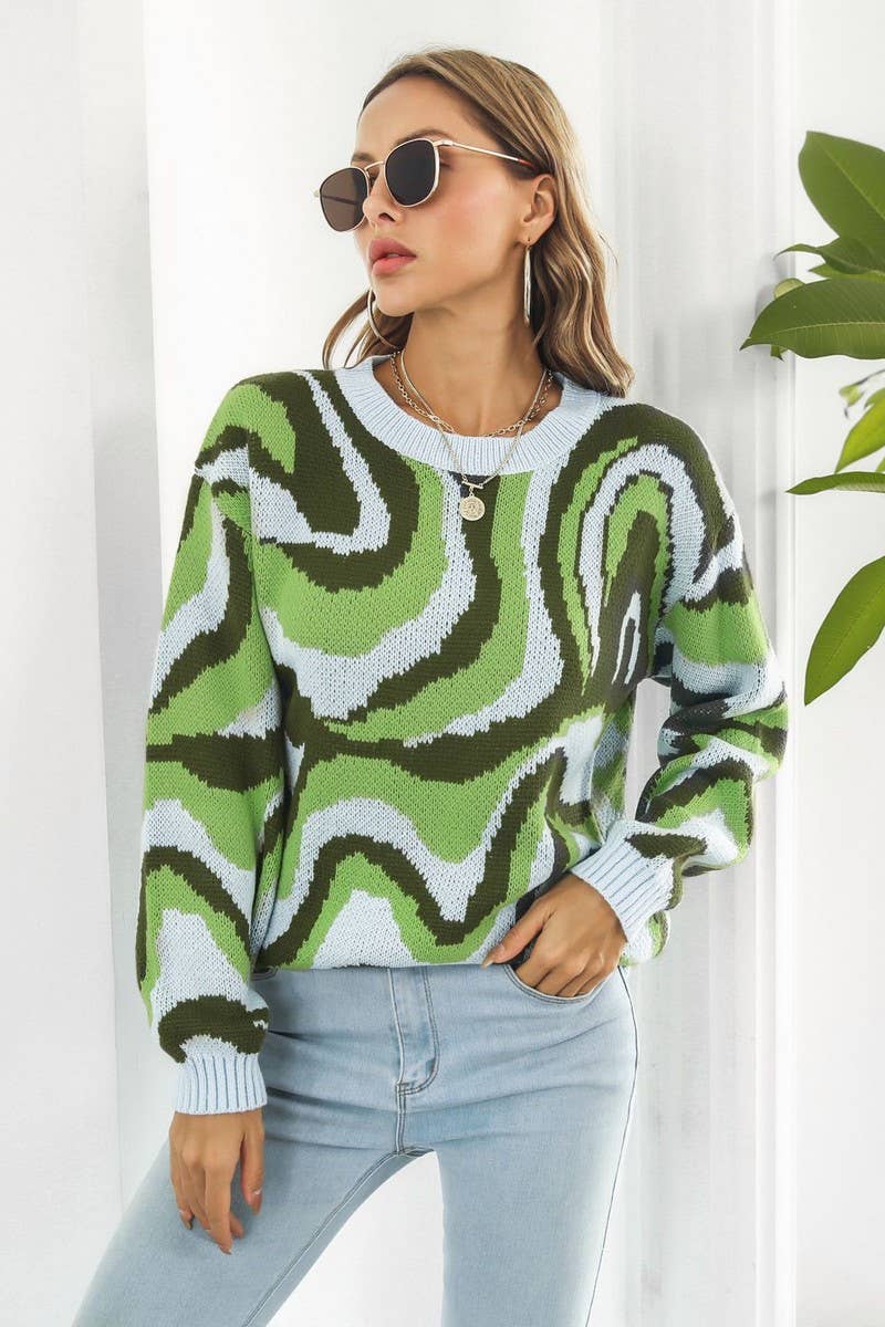 CWOSWL1804_Crew Neck Long Sleeve Pullover Sweater