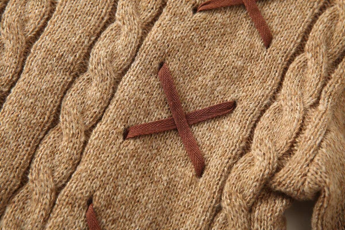 DESIGN SENSE TWIST COLOR CONTRAST STRAP SWEATER