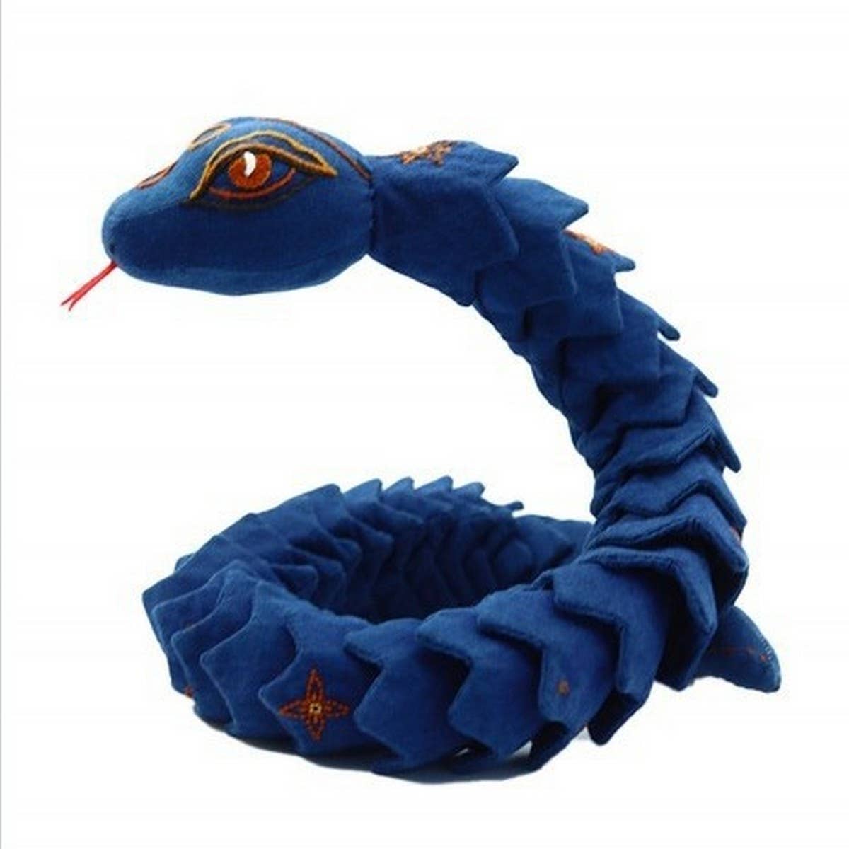 Handmade Indigo Dyed Embroidered Snake Plush