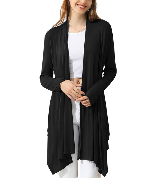 AWTL073_Long Sleeve Casual Open Front Long Cardigan
