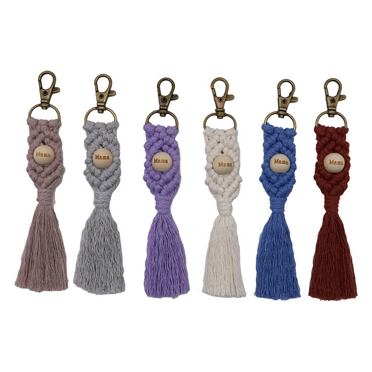 LETTER PENDANT COTTON ROPE BRAIDED KEYCHAIN