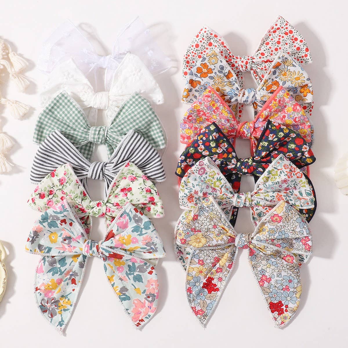 Floral Cotton Bow Hair Clip for Baby Girls