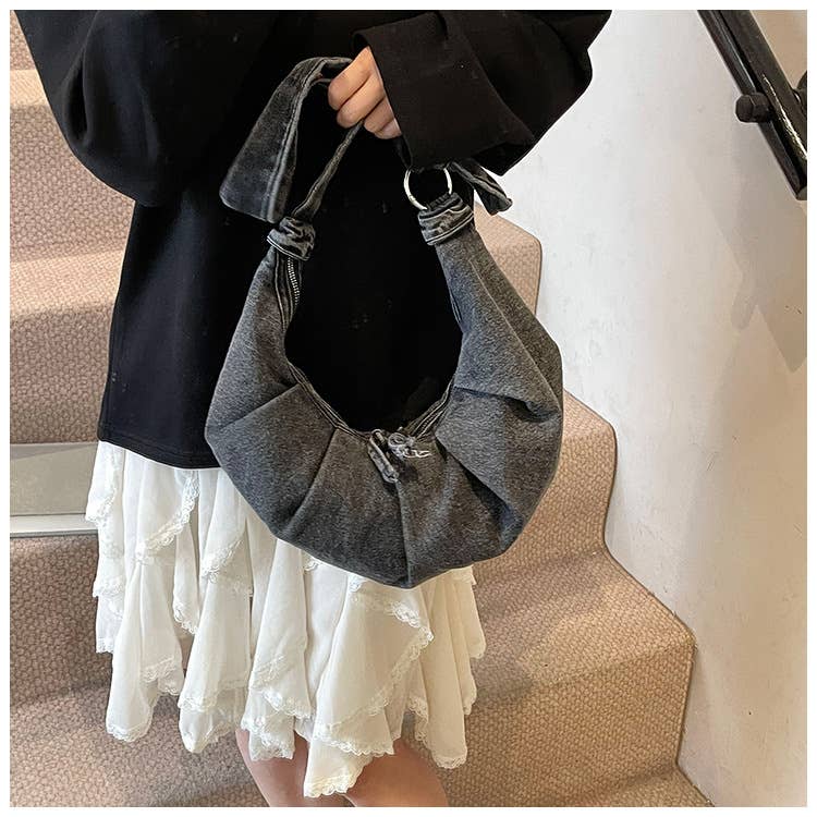 Creative fashionable pleated single-shoulder bag