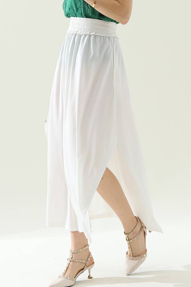 CWBLS133-S_BANDED SMOCKING WAIST MAXI SKIRT WITH POCKET