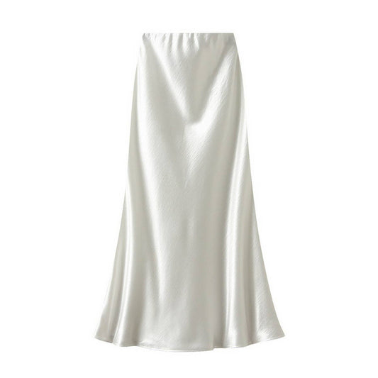 ELEGANT PLEATED SATIN FISHTAIL SKIRT