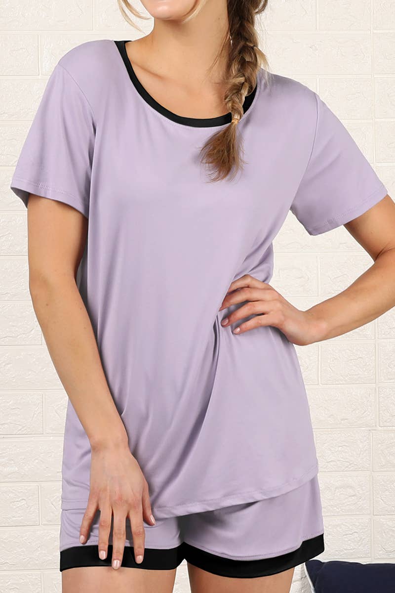 CWSPJ031-P_SHORT SLEEVE TOP WITH SHORTS PAJAMA SET