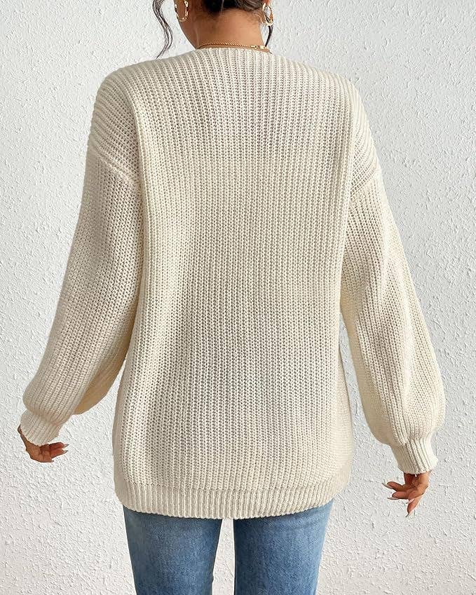 CASUAL COARSE CARDIGAN SOLID COLOR LOOSE COAT