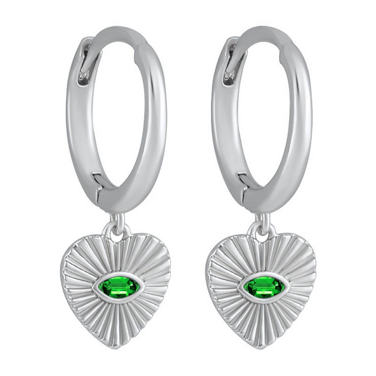 VINTAGE LOVE GREEN EVIL EYE HEART EARRINGS