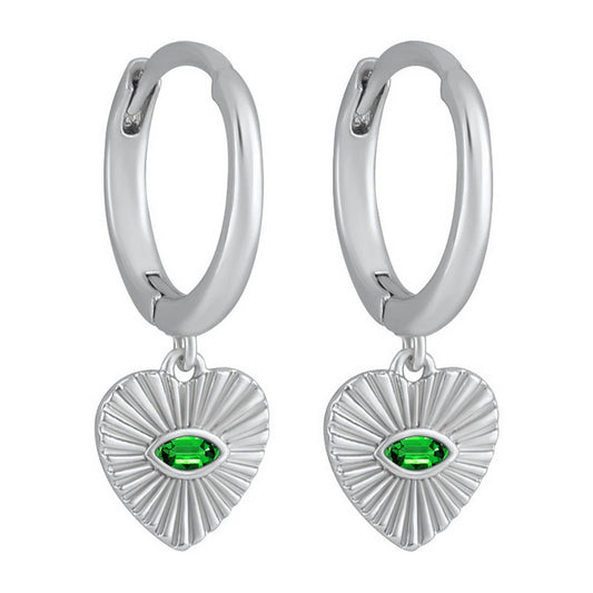 VINTAGE LOVE GREEN EVIL EYE HEART EARRINGS