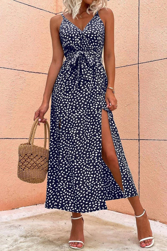 CWDHL0875_HOLIDAY CASUAL FLORAL SUSPENDER DRESS