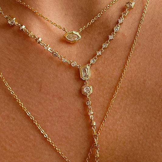 Zirconia Oval Round Pendant Necklace_CWMM5291