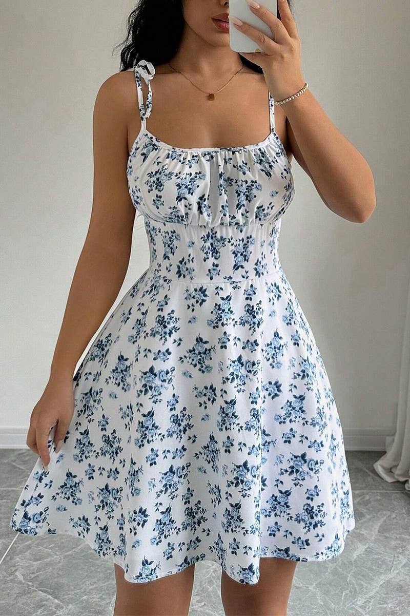 CWDSD8439_SWEET FLORAL SQUARE NECK STRAPPY MINI DRESS