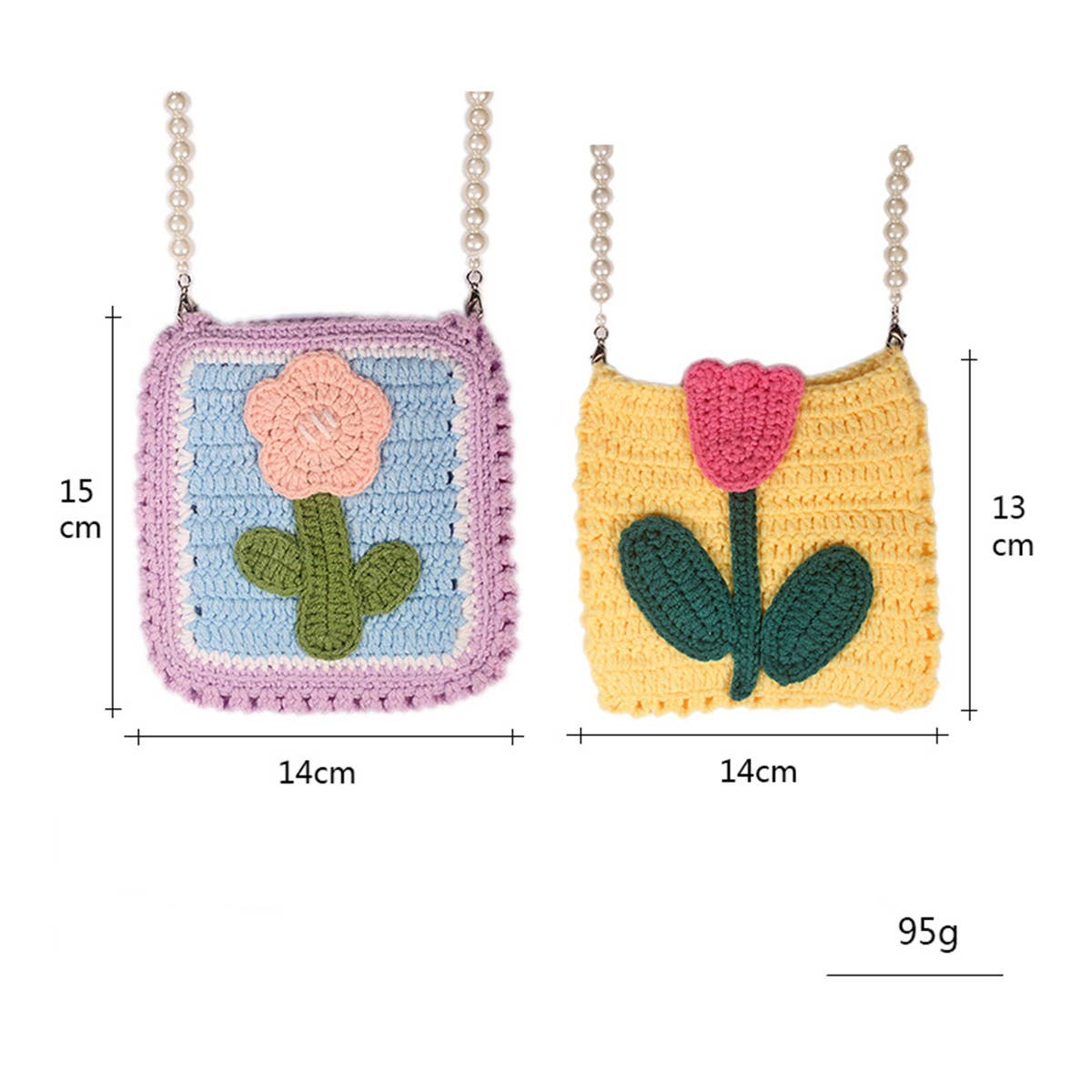 HAND-WOVEN NICHE PEARL CHAIN SMALL SQUARE BAG
