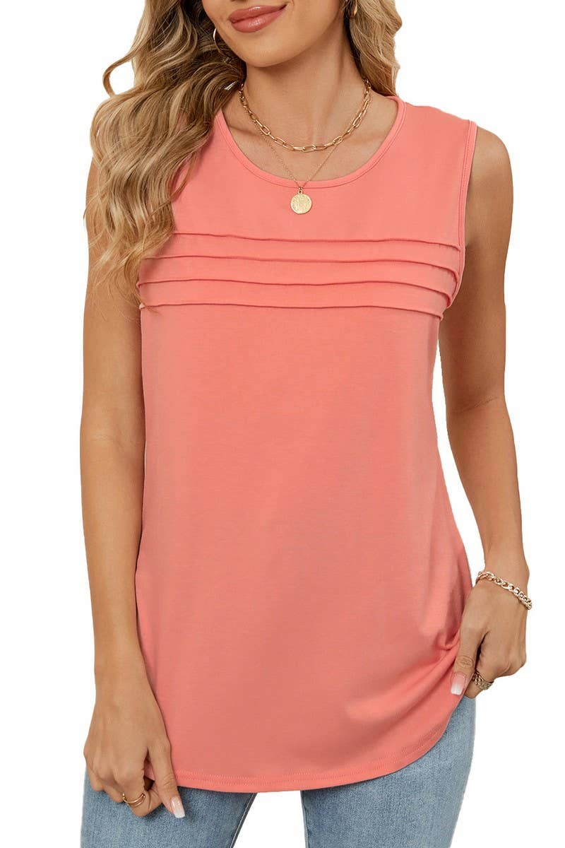 CWTTSL0296_SOLID COLOR ROUND NECK SLEEVELESS T-SHIRT VEST