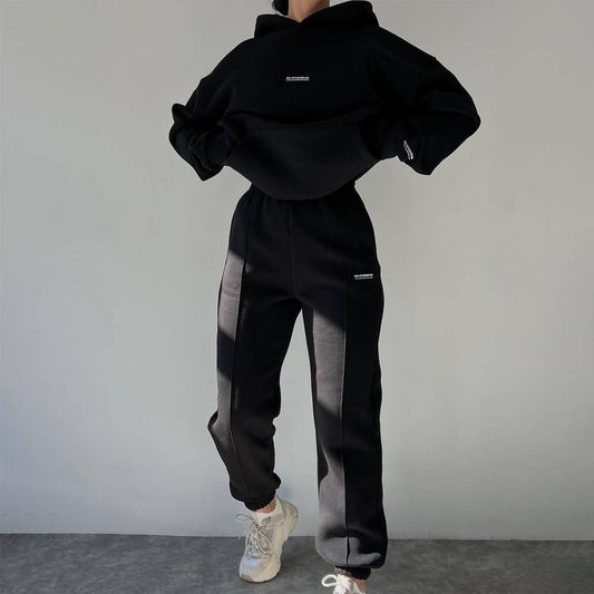 FLEECE FASHION THICK PANTS SPORT TWO-PIECE SET