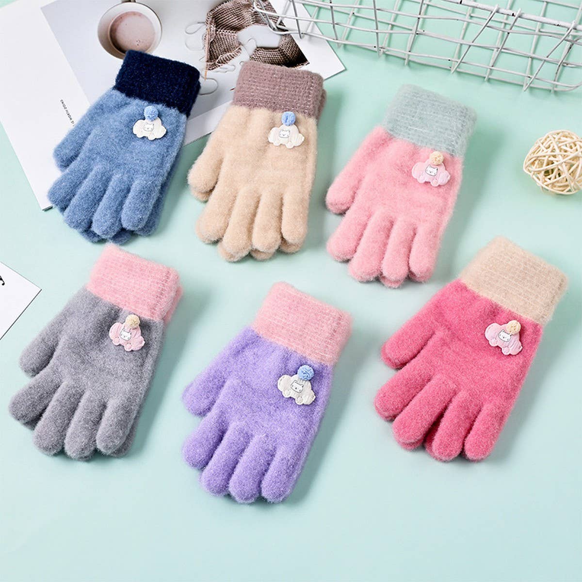 CWAG0284_CARTOON THICK FULL FINGER CHILDREN'S GLOVES