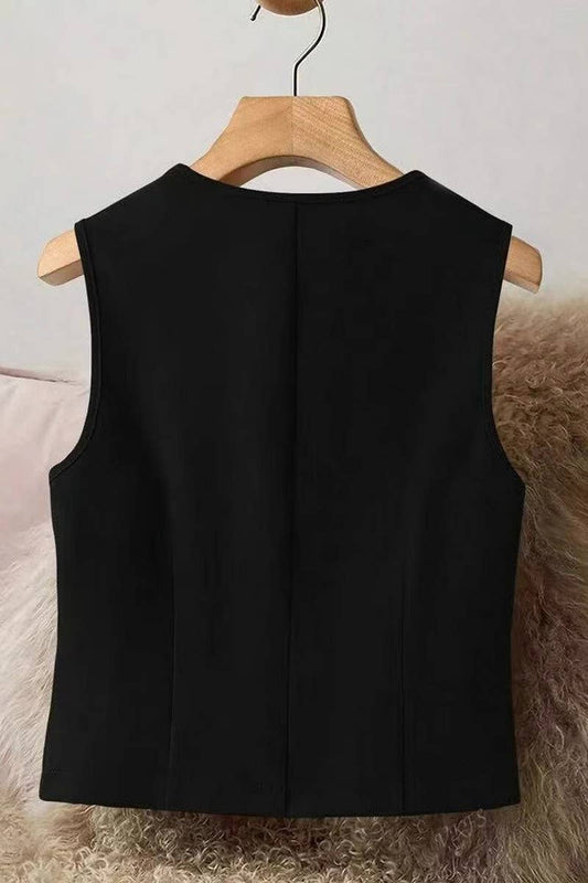 CWTTSL0404_FASHION SOLID COLOR SLIM FIT COMMUTER POCKET VEST