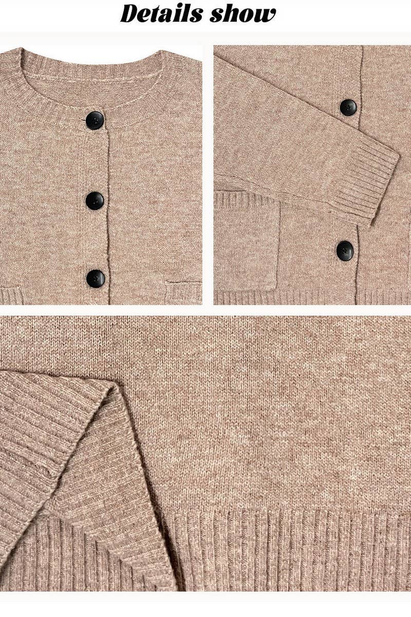 CWSTB341_CASUAL POCKET BUTTON KNIT CARDIGAN SET