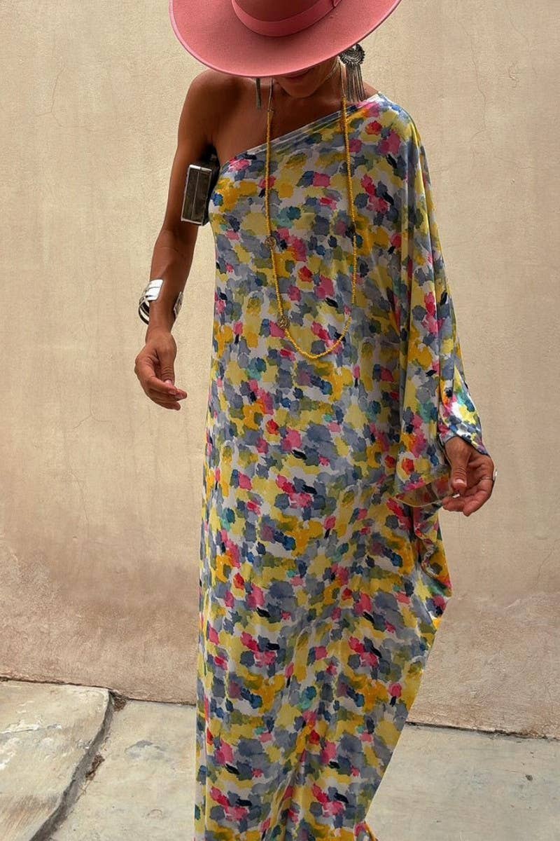 CWDMD5860_PRINTED OFF-SHOULDER LOOSE DRESS