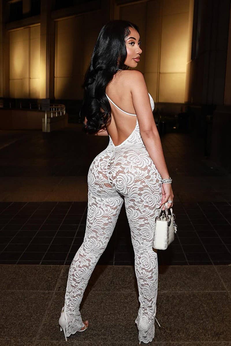 CWSBSSL0164_DEEP V HALTER BACK LACE SEE-THROUGH TIGHTS