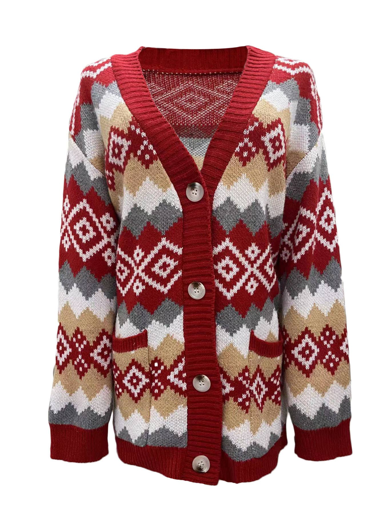 Christmas single-breasted knitted cardigan