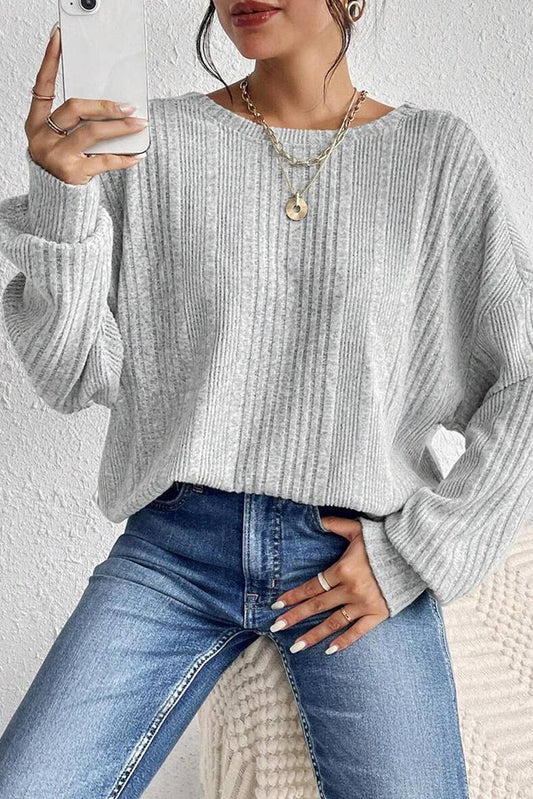 DESIGN BACKLESS LOOSE PULLOVER CREW-NECK SWEATER