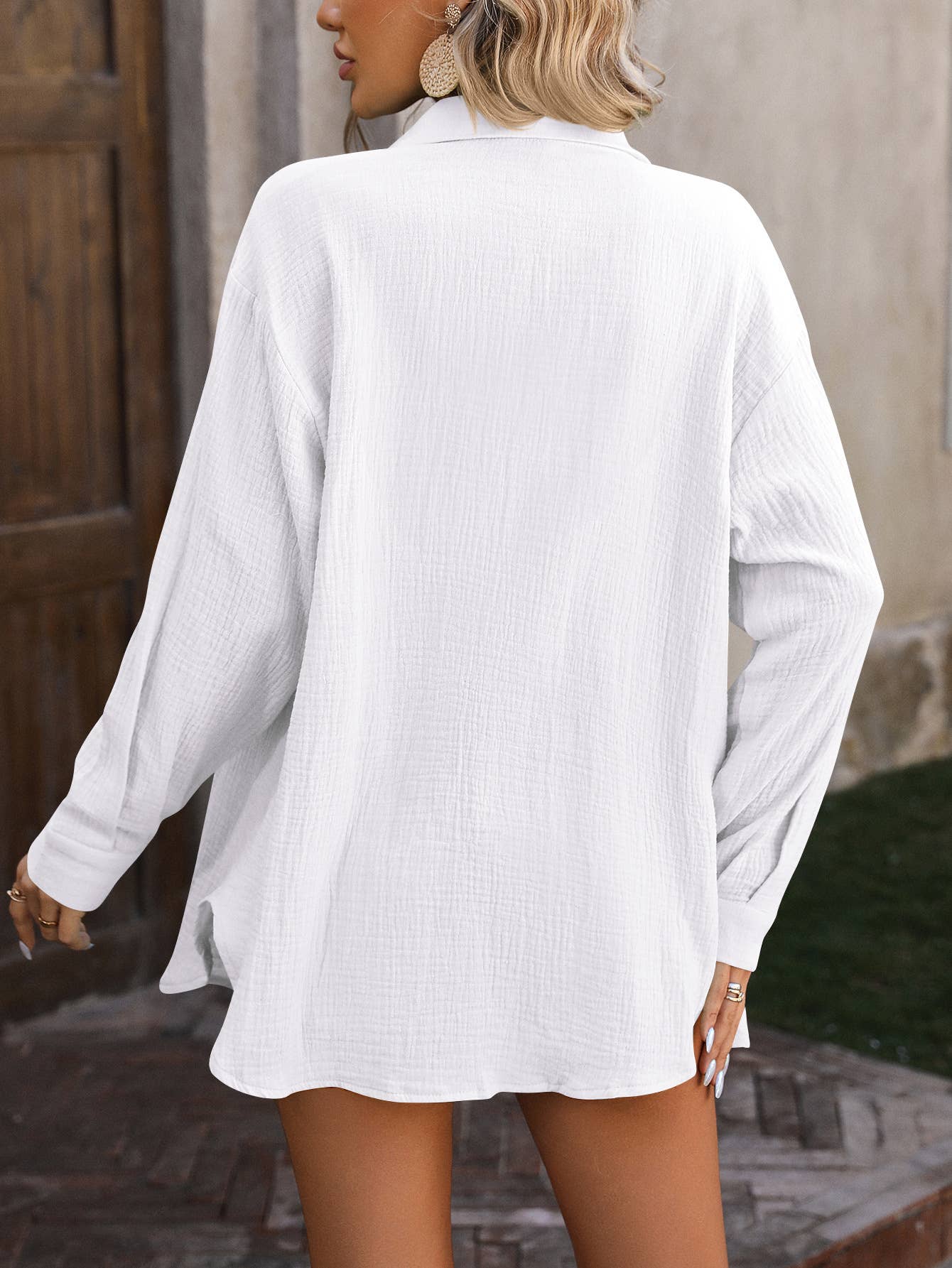 BEACH SMOCK RUFFLE CASUAL SHIRT