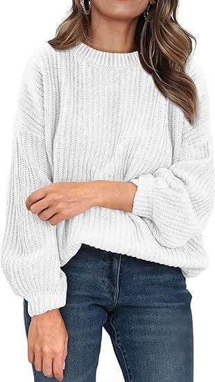 CREW-NECK FLARED CUFF JUMPER LOOSE SWEATER