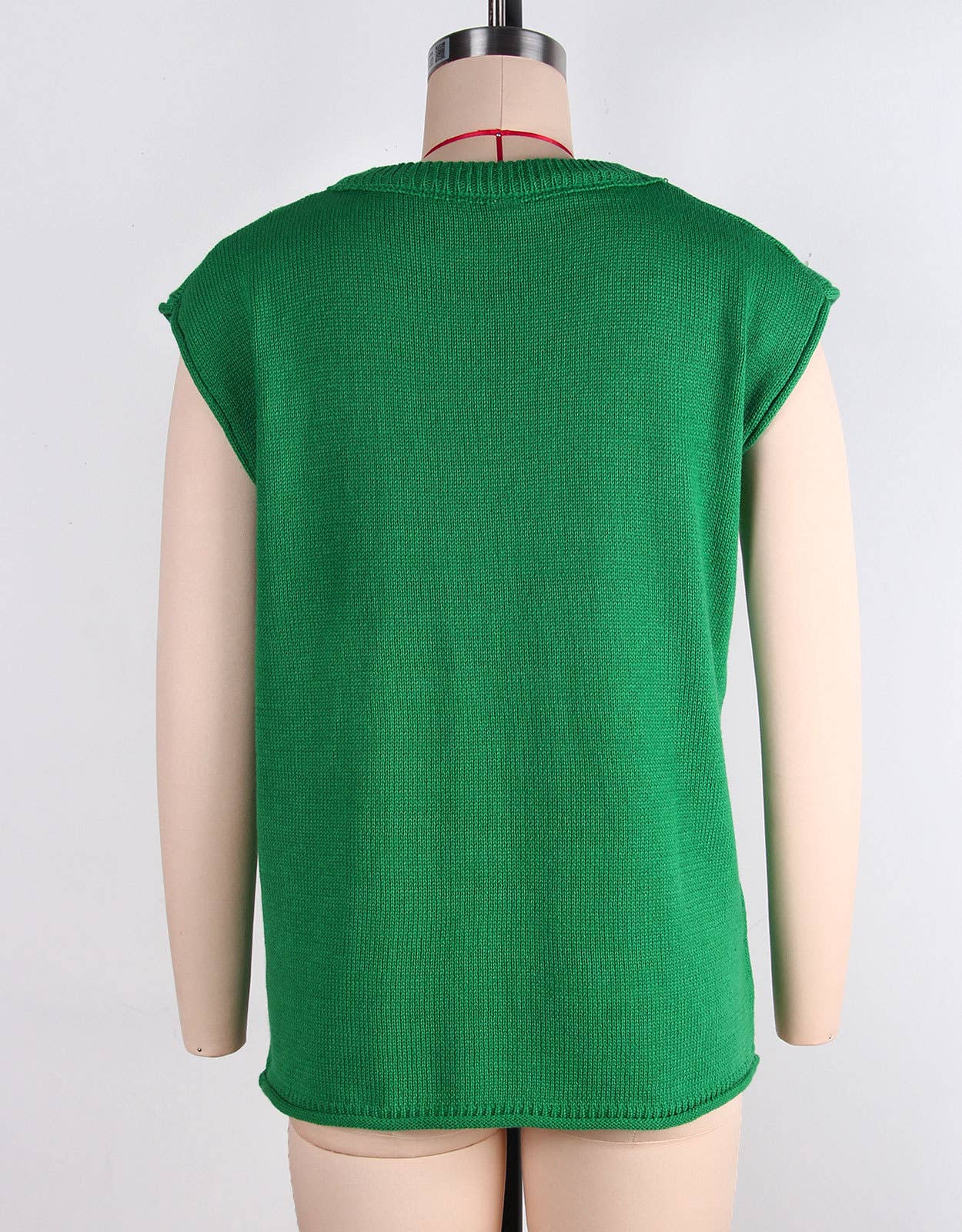 Four-leaf clover jacquard short-sleeved sweater