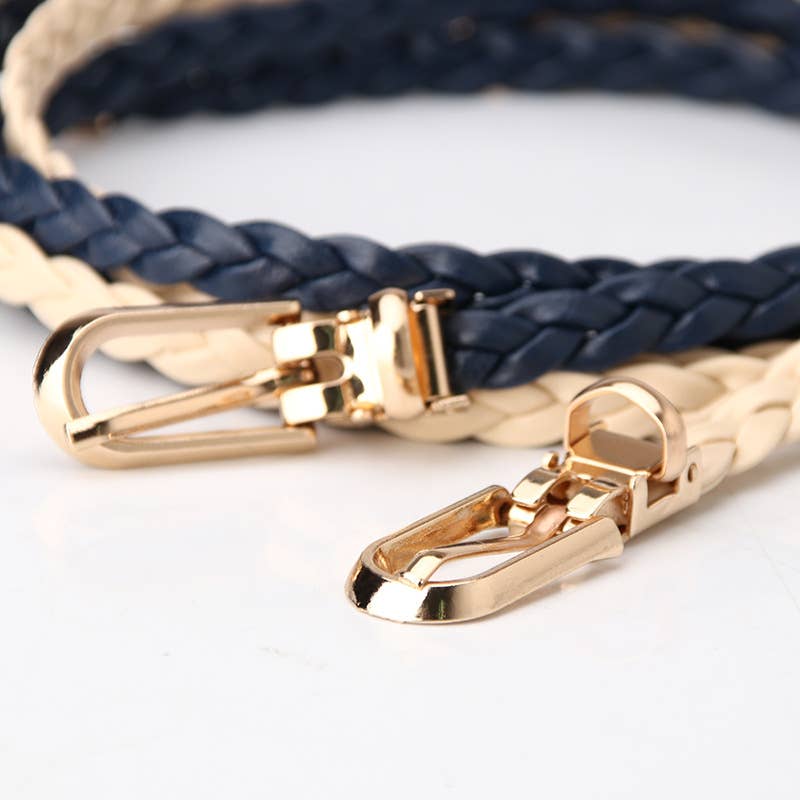 Fashionable ladies weave thin waist belts