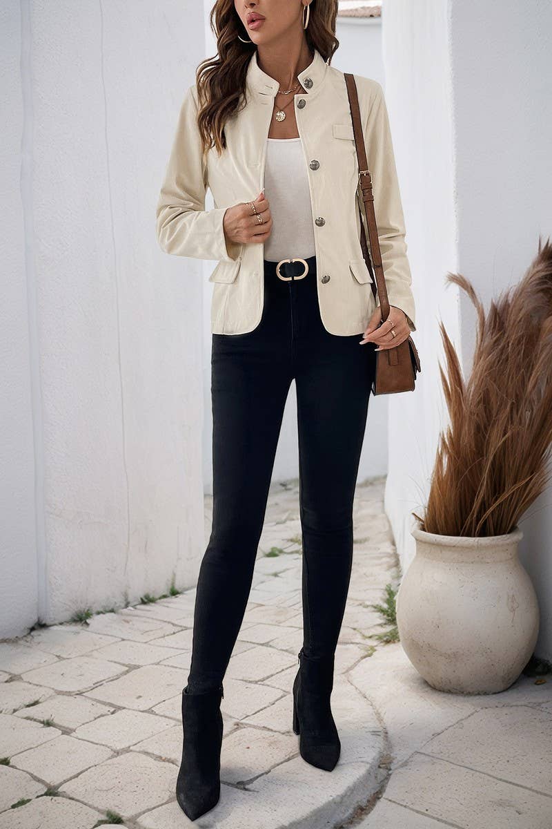 CWOCO1166_NEW AUTUMN AND WINTER CORDUROY SHORT JACKET