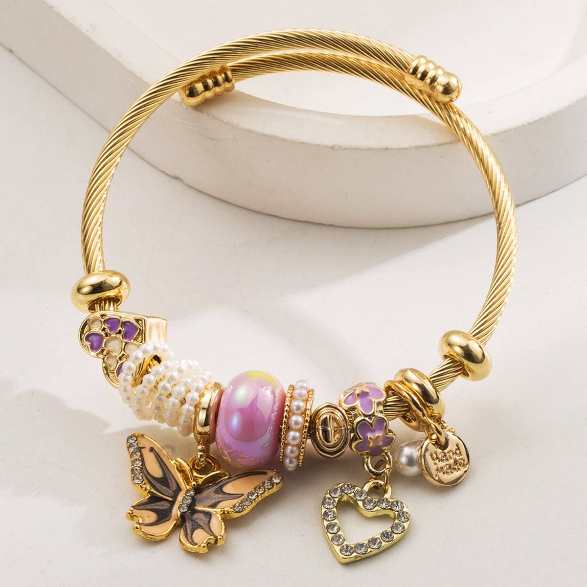 Trendy Stainless Steel Butterfly Heart Bracelet