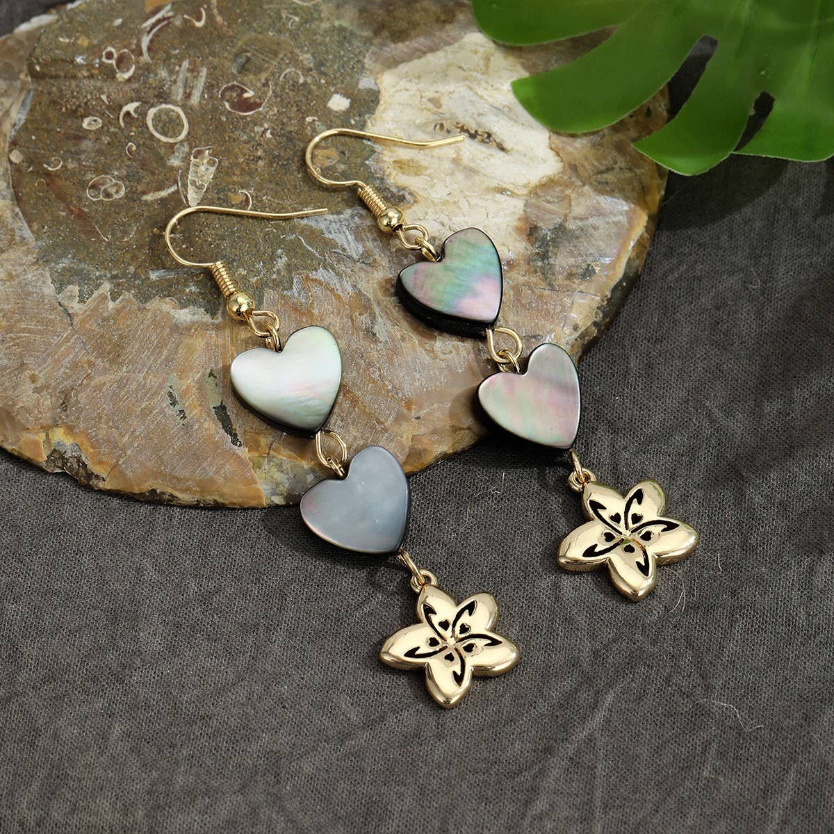 FASHIONABLE COLORFUL NATURAL ABALONE EARRINGS