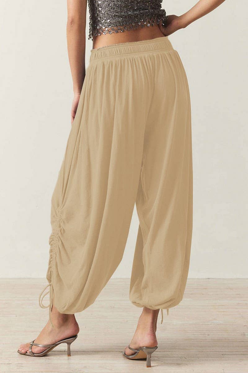 CWBLP2169_DRAWSTRING TIE WAIST LANTERN JOGGER PANTS