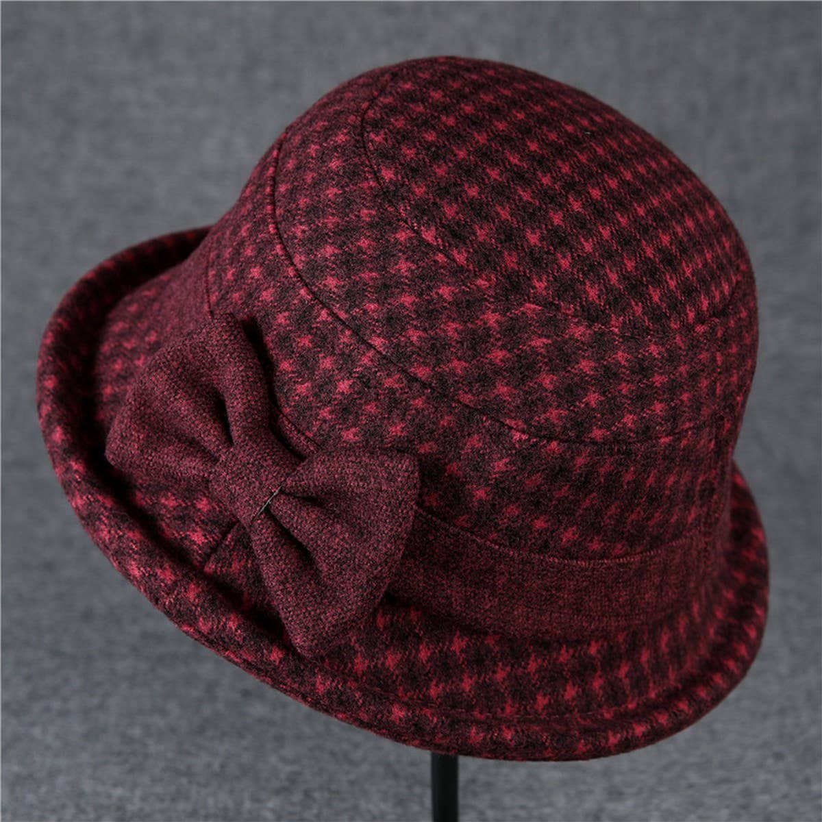 THICKENED WARM CURLED BOW RETRO BUCKET HAT_CWAH1795