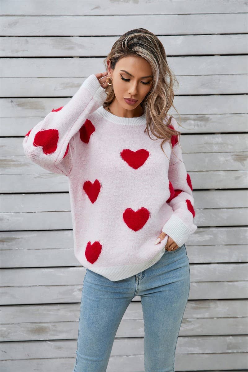 CWOSWL5785_VALENTINE'S DAY HEART LONG SLEEVE KNIT SWEATER