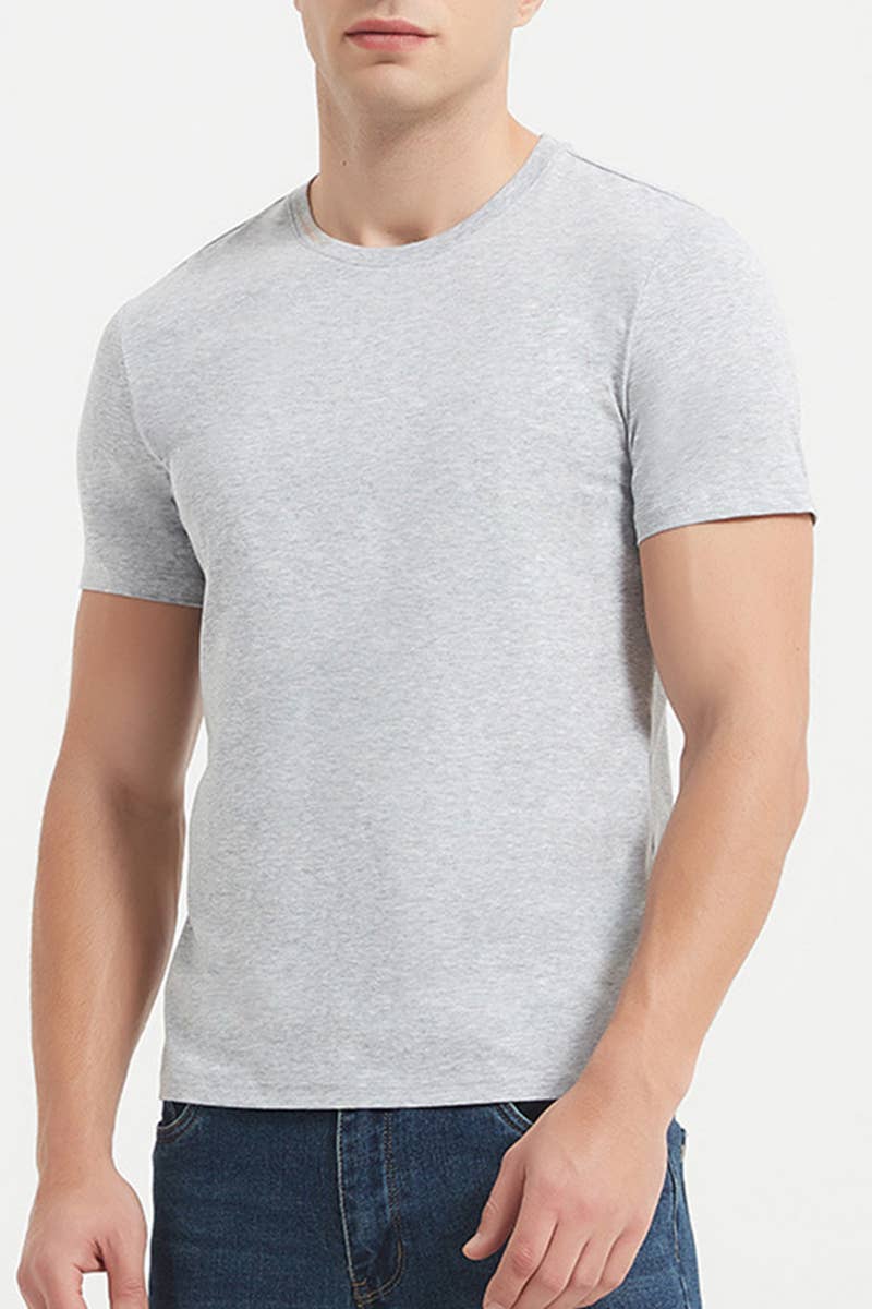 CWTTS1314_MEN'S CASUAL SOLID COLOR ROUND NECK T-SHIRT