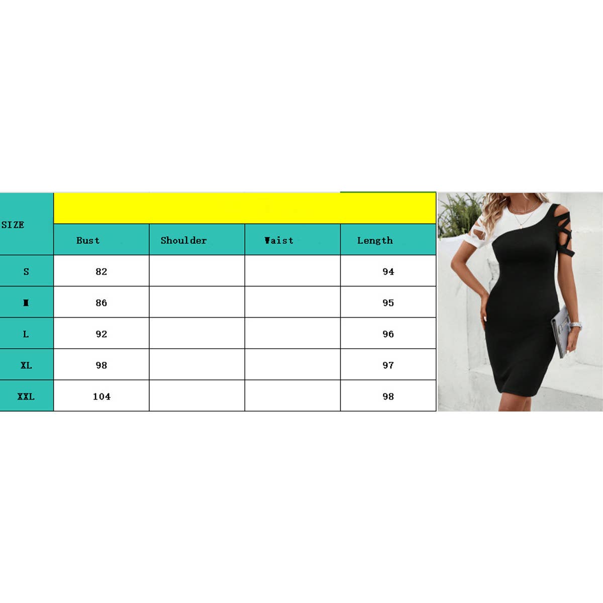 Classic colorblock cross-shoulder bodycon dress